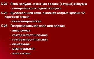 МКБ 10 и язвенная болезнь (язва) желудка